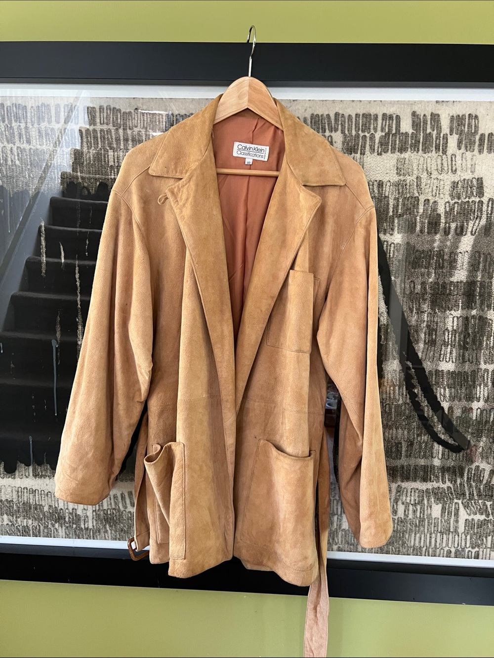 Vintage 80s Calvin Klein Classifications Lamb Suede Coat USA